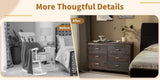 Brown MDF with solid wood veneer 120*40*80 Double row six drawer chest of drawers 88787047