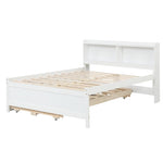 ZUN Full Bed with Bookcase,Twin Trundle,Drawers,White 25636247