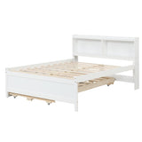 ZUN Full Bed with Bookcase,Twin Trundle,Drawers,White 25636247