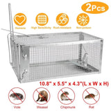 2 pcs Humane Mouse Trap, High Sensitivity Gravity Pedal Auto-Lock Rodent Trap - Sturdy Galvanized 34528189