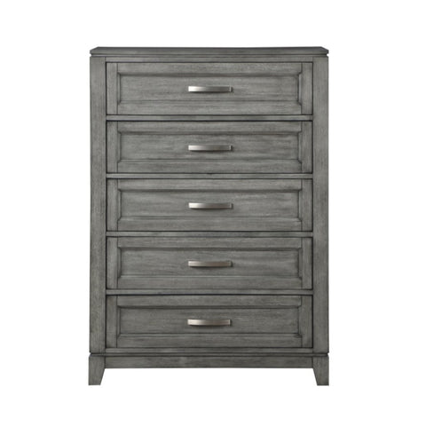 ZUN Gray Finish Chest with 5x Storage Drawers Wooden Bedroom Furniture 1pc B011P272291