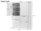 Tall and Wide Storage Cabinet with Doors for Bathroom/Office, Three Drawers, White 17634715
