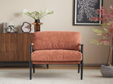 27.56" Modern Accent Chair with Plush Cushions, Minimalist Metal Frame, and Wooden Armrest Design N767P215306O