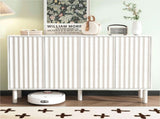 ON-TREND Minimalist Shoe Cabinet with 5 Solid Wood Legs, Cream Style Sideboard Buffet Cabinet with N721P205785K
