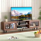 ZUN TV Stand for 55/60/65/70", Wood Entertainment Center with Power Outlets, Media Console with Sliding 36882263