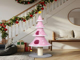 59in Large Tall Christmas Tree Cat Tower 2 Cat Condos & Scratching Post, Soft Fleece Cat Tree 91734077