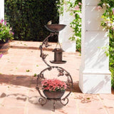 ZUN 37.8 inch Bird Bath and Solar Bird Feeders Combo with Flower Planter Pedestal, Weather Resistant 60319630