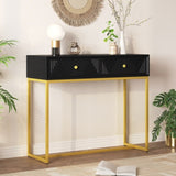 TREXM Modern Sleek Console Table Two Drawers with Stripe Design for Living Room and Entryway N715P201976B
