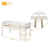 ZUN Low Study Twin Loft Bed with Cabinet and Rolling Portable Desk - White 09527579