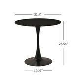 ZUN 31.5" Round Dining Table, Mid-Century Black Tulip Table, Metal Base Pedestal Table for 2-4 70736045