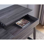 ZUN Mid- Century Modern Home Office Desk, Lift-Top Desk with Storage- Distressed Grey & Black B107130882