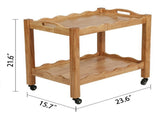Solid Rubberwood Rolling Side Table, 2-Tier with Lockable Wheels & Removable Tray, Sturdy Durable W3040P455688