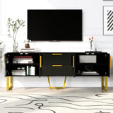 ZUN U-Can Modern TV Stand for TVs up to 75 Inches, Storage Cabinet with Drawers and Cabinets, Wood TV WF309201AAB