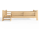 Twin Size Floor Bed with Storage Bookcases, Solid Wood Kids Floor Bed with Cute Stairs and W1580P430184