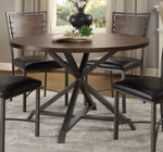 ZUN Industrial Style Round Table 1pc Burnished Brown finish and gray metal finish Rustic Style B011P199728