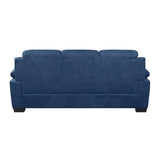 ZUN Comfortable Plush Seating Sofa 1pc Modern Blue Textured Fabric Channel Tufting Solid Wood Frame B011133629