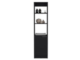Linen Cabinet, 1 Door, 6 Shelves, Black B097P199754