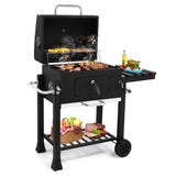 ZUN Charcoal Grill with Foldable Side Table and Wheels, Heavy-duty BBQ Grill for Outdoor Picnics Patio 52462179