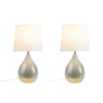 ZUN 2-Tone Ceramic Table Lamp Set of 2 Sage Green/Gold See below B035P148231