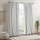 Cotton Printed Curtain Panel with Chenille Stripe and Lining 50x108" B035P294215