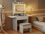 Vanity Table with LED Lighted Mirror, 2 Drop Leaf Extension & Built-in Charging Station-White 83199140