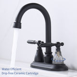 Bathroom Faucet Matte Black 360 Degree High Arc Swivel Spout 4 in Centerset Vanity Faucet Modern 48955897