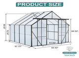 8x8 FT Double Door Polycarbonate Greenhouse Raised Base and Anchor Aluminum Heavy Duty Walk-in 52148600