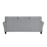 ZUN Modern 1pc Sofa Dark Gray Textured Fabric Upholstered Rounded Arms Attached Cushions Transitional B01146750