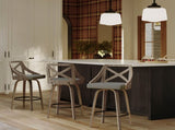 Fixed Height Counter Stool in Light Grey Wood and Grey Fabric - Set of 2 B202P471207