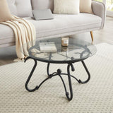 ZUN 2 Piece Tempered Glass Surface Coffee Table Set, Decor Coffee Table Round End Side Table with Sturdy W2167P168793