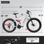 ZUN A26309 26 inch Mountain Bike,Full-Suspension 21 Speeds Drivetrain with Disc-Brake MTB Bicycle, 26*4" W709P194944