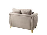Leena Contemporary Style Upholstery Loveseat Made with Wood in Gold accent & Beige B009P264618