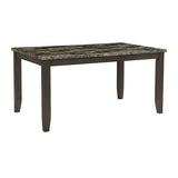 Simple Classic Brown 7pc Set Faux Marble Top Table 6xSide Chairs Leatherette Seats B2741P348913