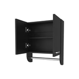 ZUN Goodyear Medicine Cabinet in Melamine With a Towel Bar, Black B128P237153