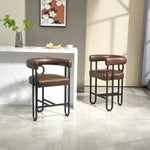 ZUN House Hold Bar Set of 2, Modern Bar Stool with Back, Black Metal Frames, Upholstered Bar W1588P194937