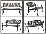 40.5" Outdoor Cast Aluminum Bench With Mesh Backrest Seat Surface 24289313