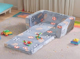 Glow-in-the-Dark Kids Foldable Sofa Bed All-Sponge Single Chaise Lounge Grey-Blue Ball Pattern 67916799