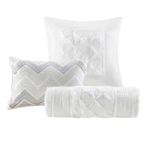 7 Piece Tufted Comforter Set White Queen B03597206