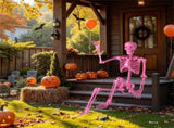 5.5 FT Pink Halloween Skeleton Decor - No Assembly Needed, Integrated Hanging Rope, Playful-Spooky 65148818