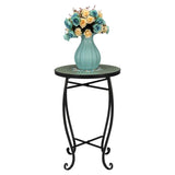 ZUN Mosaic Round Terrace Bistro Table Green Flowers Mosaic 27524992