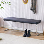 ZUN Black shoe changing bench silver metal legs, sofa bench dining chair, suitable for bedroom fitting W1151131314