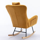 ZUN 35.5 inch Rocking Chair with Pocket, Soft Teddy Fabric Rocking Chair for Nursery, Comfy Wingback W1372105257