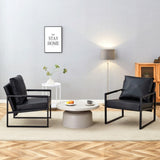 A set of 1 Classic Black PU Leather and Metal Frame Sofa -Ergonomically designed, a perfect blend of W3226P279067