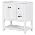 ZUN 30" Bathroom Vanity without Sink Top, Cabinet Base Only, Vanity with Multi-Functional Drawer, White WF310865AAK