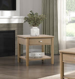 Classic Natural Finish 1pc End Table with Drawer and Open Shelf Wooden Living Room Furniture Chair B011P285303
