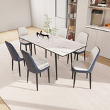 47"-63" expandable dining table set for 2-6 people, equipped with PU fabric thick cushioned dining 35681998