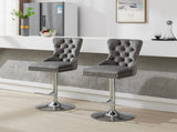 Thick Chrome Swivel Velvet Barstools,Adjustable 25-33"Height,Modern Upholstered with17.7" W1143P335043