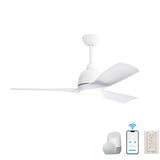 ZUN 54 Inch White ABS Ceiling Fan 6 Speed Smart Remote Control Dimmable Reversible DC Motor For Living W882140943