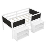 ZUN Twin Size Low Loft Bed with Two Movable Shelves and Ladder,with Decorative Guardrail 20211914