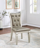 Formal Traditional Set of 2 Dining Chairs Champagne / Warm Grey Solid wood Leatherette Cushion B011106629